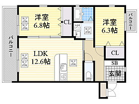 大阪府豊中市桜の町４丁目（賃貸マンション2LDK・3階・60.78㎡） その2