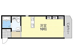 阪急千里線 豊津駅 徒歩10分の賃貸マンション 2階ワンルームの間取り