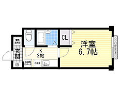 阪急京都本線 相川駅 徒歩21分の賃貸マンション 2階1Kの間取り