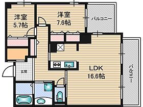 大阪府大阪市淀川区西中島１丁目（賃貸マンション2LDK・11階・79.60㎡） その2