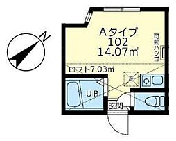 JR東海道本線 大船駅 徒歩7分の賃貸アパート 1階ワンルームの間取り