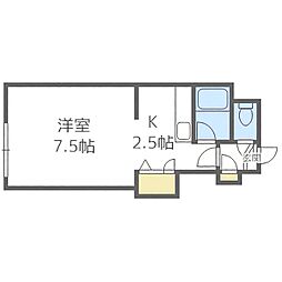 ジュオ山鼻 1Kの間取図画像