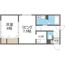 ティアラW15 1LDKの間取図画像