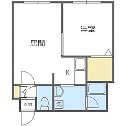 プランノワールAMJ815 1DKの間取図画像