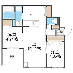 URBAN FLATS 中の島 1LDKの間取図画像
