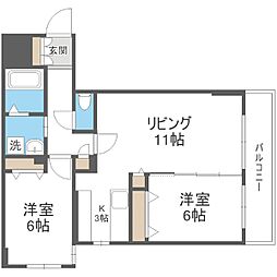 ラディア山鼻 2LDKの間取図画像