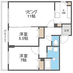 ラディア山鼻 2LDKの間取図画像