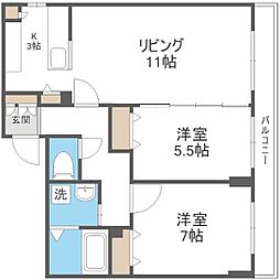 ラディア山鼻 2LDKの間取図画像