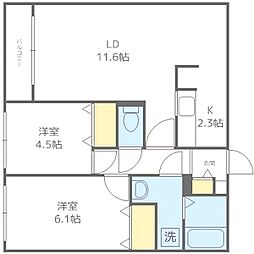BlancShard南円山 2LDKの間取図画像