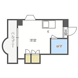 シティハイム1 ワンルームの間取図画像