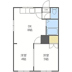 フォース1 2DKの間取図画像