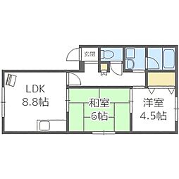 タケミハイツ 2DKの間取図画像