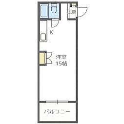 メトロサイドコーポ ワンルームの間取図画像
