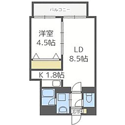 レジディア南一条イースト 1LDKの間取図画像