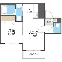 PRIOR南郷 1LDKの間取図画像