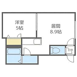 シャネル月寒ウェスト館 1LDKの間取図画像
