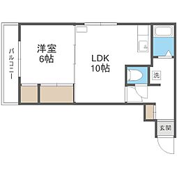 第1粕谷マンション 1LDKの間取図画像