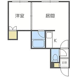 アーバンコート菊水3 1DKの間取図画像