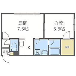 札幌市営東西線 白石駅 徒歩6分の賃貸マンション 1階1LDKの間取り