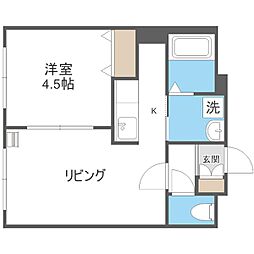 札幌市営東西線 菊水駅 徒歩6分の賃貸アパート 3階1LDKの間取り