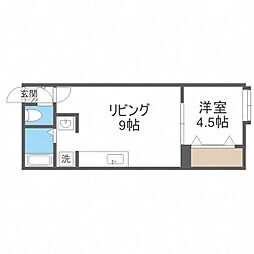 札幌市営東豊線 豊平公園駅 徒歩6分の賃貸アパート 2階1DKの間取り