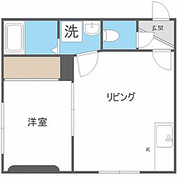 札幌市営東豊線 学園前駅 徒歩8分の賃貸アパート 2階1DKの間取り