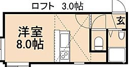 札幌市営南北線 中の島駅 徒歩9分の賃貸アパート 3階1Kの間取り