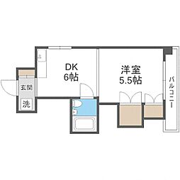 札幌市営東西線 バスセンター前駅 徒歩4分の賃貸マンション 8階1DKの間取り