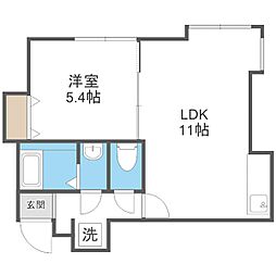 札幌市営東西線 東札幌駅 徒歩2分の賃貸アパート 2階1LDKの間取り