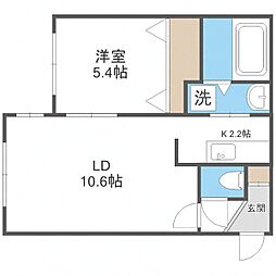 札幌市営東豊線 美園駅 徒歩3分の賃貸マンション 4階1LDKの間取り