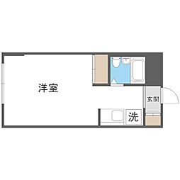 札幌市営東西線 バスセンター前駅 徒歩5分の賃貸マンション 5階ワンルームの間取り