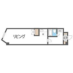 札幌市営東西線 バスセンター前駅 徒歩11分の賃貸マンション 3階1DKの間取り