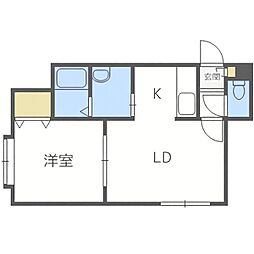 札幌市営東豊線 美園駅 徒歩7分の賃貸アパート 1階1LDKの間取り