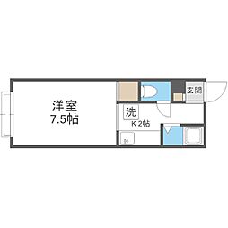 札幌市営東西線 白石駅 徒歩5分の賃貸アパート 3階1Kの間取り