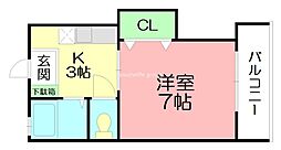 ウィンディ笹尾3 1Kの間取図画像