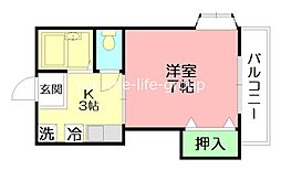 ウィンディ笹尾3 1Kの間取図画像