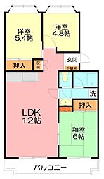 ハイツ崇善 3LDKの間取図画像