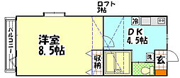 クラウンハイツ3 1Kの間取図画像