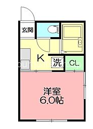 ハイムローラス 1Kの間取図画像