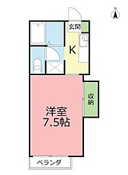 ハイビレッジ 1Kの間取図画像