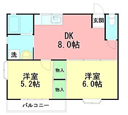 ドゥエルジョイ 2DKの間取図画像