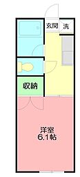 サンパレス2 1Kの間取図画像