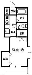 リヨン湘南 1Kの間取図画像