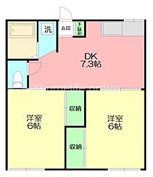 桜台コーポ・B 2DKの間取図画像