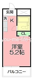 ドムール平塚第3 ワンルームの間取図画像