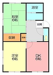コーポロゼ 2DKの間取図画像