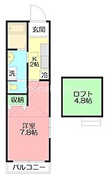 ブォナフォルトゥーナ 1Kの間取図画像