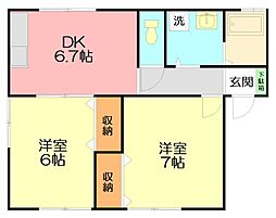 メゾンサニーベルC 2DKの間取図画像