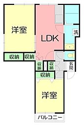 サンアベニュー龍城ケ丘 2LDKの間取図画像
