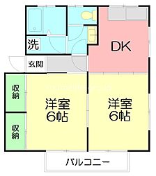 ビラマーサーB 2DKの間取図画像